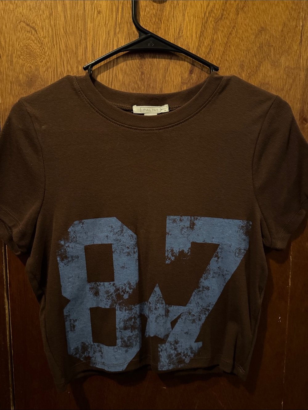 Full Tilt Brown Tee with Distressed Blue 87